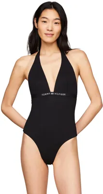 Productafbeelding van Tommy Hilfiger dames badpak, haltermodel, één stuk, met nekband, zwart (Black), maat XS