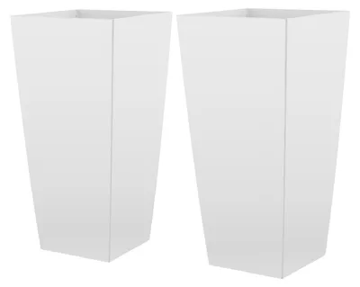 Obrázok produktu pre SucceBuy Kvetináč 325 x 325 x 665 mm, sada 2 ks, kvetináč, veľký kvetináč, kvetináč z PP s vnútorným kvetináčom a odtokovými otvormi, ideálny pre izbové aj vonkajšie rastliny, biely