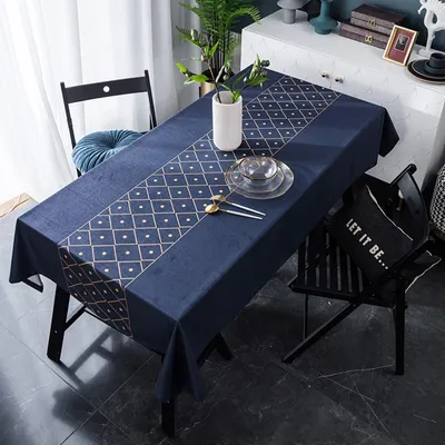 Tischdecke Polyester 140x180 cm marineblau goldene Punkte