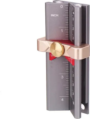 Produktbild von 3-in-1 Bohrmesslehre - Kombinationslehre - Bohrtiefenmessgerät - Bohrstopp - Spitzenwinkel 55° - Aluminiumlegierung - Skala mm/cm - Grau