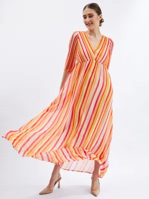 Produktbild von Orsay Rosa-Orange gestreiftes Maxikleid für Damen 462134242000__36
