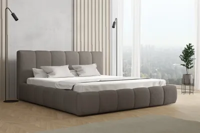 Produktbild von Polsterbett Doppelbett GIULIA Komplettset 140x200cm Stoff Freya Grau