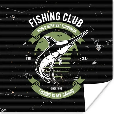 Produktbild von MuchoWow® Poster Fisch - Retro - Zitat 30x30 cm - Wandposter - Printing