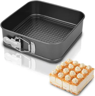 Imagen del producto de Molde para tartas desmontable, cuadrado, con revestimiento antiadherente, de 22 cm, para pasteles