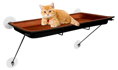Produktbild von Fensterliege für Katzen bis 15 kg, Hängematte mit 4 Saugnäpfen, 60 x 32 x 35 cm - Kaffee