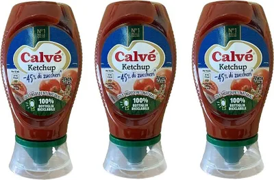 Produktbild von 3x Calvé Ketchup -45% di Zuccheri Würzsaucen weniger Zucker Squeeze 250ml Glutenfreie Soße
