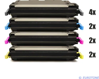 Produktbild von 10x Eurotone Toner Alternative für HP Q6470A-73A / Q6470A 501A Black Schwarz / Q6471A 502A Blau Cyan / Q6473A Rot Magenta / Q6472A Gelb Yellow