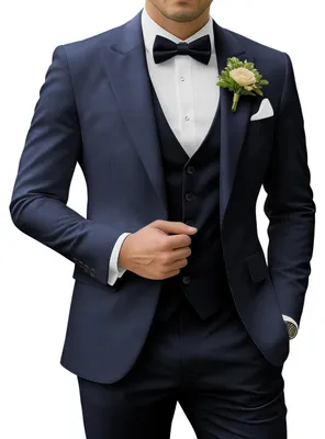 Produktbild von SPTALLFITJSV Herren 3-teiliger Anzug Slim Fit Peak Lapel 2-Knopf Blazer Jacke We