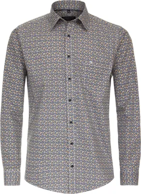 Produktbild von CASAMODA Herren Freizeithemd Langarm Kent Casual-Fit Gelb gemustert XXL