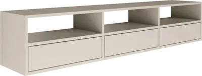 Produktbild von Selsey Framme – hängendes TV-Board mit drei Klappen und offenen Ablagen, Kaschmirgrau, 150 cm