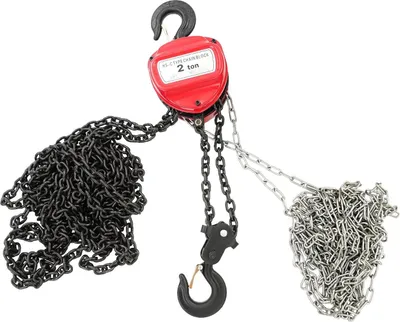 Produktbild von Handkettenzug - Manueller Kettenzug - Tragfähigkeit 2 t - Hubhöhe 6 m - G80 Manganstahl - Zweisträngig - Kettendurchmesser 6 mm - Rot