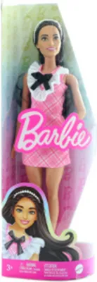 Image de Poupée Barbie Fashionistas aux cheveux noirs et à la robe à carreaux