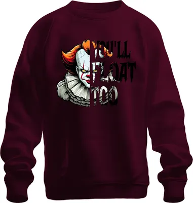Immagine prodotto di Pennywise Horror Clown Grusel Halloween Retro Vintage Unheimlich Unisex Felpa Pullover, Borgogna, XL