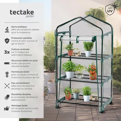 Image de Serre de balcon avec 3 étagères 69x49x133cm - blanc transparent