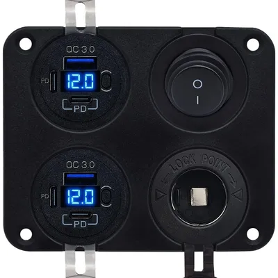 Produktbild von ProRide 12V USB-Autolader 6 Ports QC3.0 mit Schalter & 12V-Anschluss