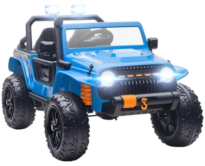 Image de Voiture électrique pour enfants, 12V, avec siège pour parent et enfant | Couleur : Bleu | Dimensions : 70,3 x 123,5 x 71,3 cm