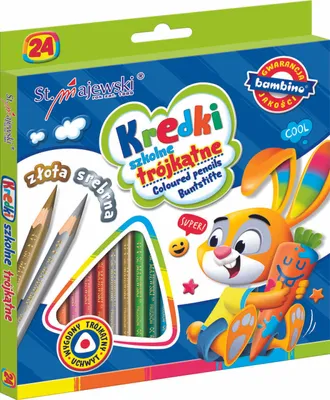 Obrázok produktu pre BAMBINO Školské trojuholníkové ceruzky 24 farieb