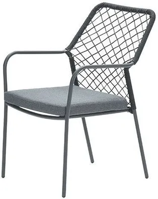 Produktbild von Garden Impressions Esstischsessel Dido, TPU rope, Schwarz, Stapelbar, handgeflochtene Rückenlehne, wasserabweisendes Sitzkissen