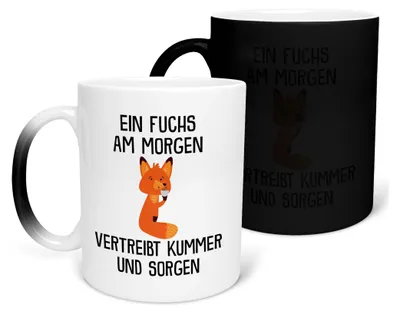 Produktbild von 22Feels Zaubertasse Fuchs Süßes Tier Spruchtasse Wichteln Geschenk Arbeitskollege Büro Humor Secret Santa Witzig Kaffeetasse Farbwechsel Männer Frauen Haferl Geburtstag Weihnachten Geschenkidee Bürotasse