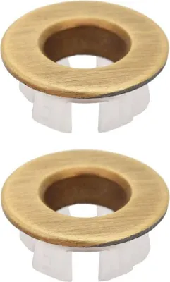 Produktbild von Überlaufring für Spülbecken, runder Überlaufdeckel aus Messing, in Loch eingesetzt, Ersatzteile für Badezimmer-/Küchenspülbecken (2 Stück, Bronze)