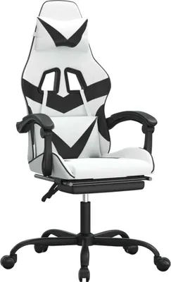 Produktbild von vidaXL Gaming-Stuhl mit Fußstütze Weiß und Schwarz Kunstleder