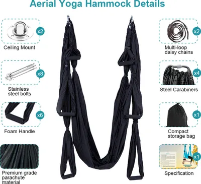 Image de Set de hamacs de yoga aérien Anti-gravité AirSwing/Sling/Inversion Yoga Props (noir)