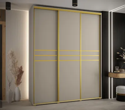 Obrázok produktu pre Šatníková skriňa INDIRA 10 - 190/45 cm, kašmír / zlatá