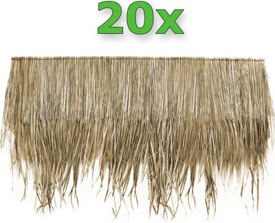 Produktbild von 20x Palmdach 148 x 80 cm Palmpaneele Palmschindel Natur Dachschindel Reetdach Strohdach 100% nachhaltiges Naturmaterial Wetterfest Regenfest Langlebig