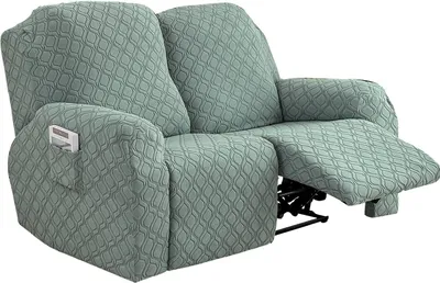 Produktbild von Relaxsofa Hussen, Bezug für Relaxsessel, 6-teiliges Stretch Sofa Überwurf Weich Jacquard Sesselbezug Sofahusse mit Tasche für 2 Sitzer,Grün