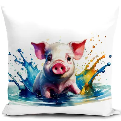 Obrázok produktu pre Poťah na vankúš 40x40 cm, motív: prasiatko, dekorácia do obývačky, na pohovku, do spálne
