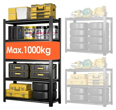 Imagen del producto de Estantería metálica para cargas pesadas, de 183 x 90 x 40 cm, con 5 estantes ajustables, ideal para almacenamiento en sótanos