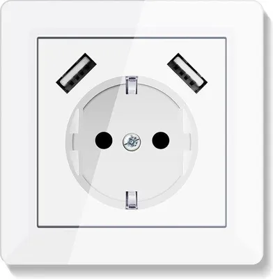 Produktbild von USB-Ladestation mit 2 Kabeln für Smartphones und Tablets - Einbausystem 55 - Reinweiß