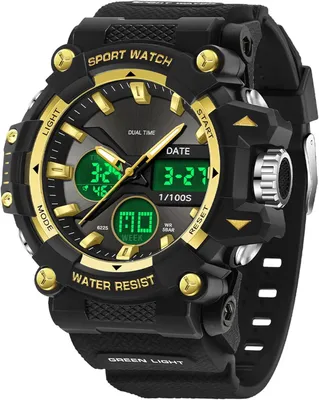 Produktbild von Militär Herren Digitaluhr Analog-Digital Sportuhr 5ATM wasserdicht LED Wecker TPU-Armband Multifunktionale Outdoor Uhr für Jungen und Männer