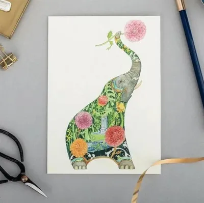 Immagine prodotto di Abbonamento A085 B6 + busta "Elefante con fiori" - DM Collection