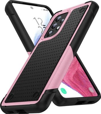 Produktbild von Für Samsung Galaxy A33 5G Hülle Militärqualität Stoßfest Hybrid 2 in 1 Hart PC Weich TPU Handyhülle Pink Schwarz