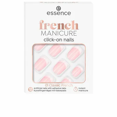 Produktbild von Essence french MANICURE click-on nails, Fingernägel, Pink, Weiß, Einfarbig, 12 Stück(e), Kunstfingernägel mit Klebepads für eine einfache Maniküre im Handumdrehen! Vorbereitung:...