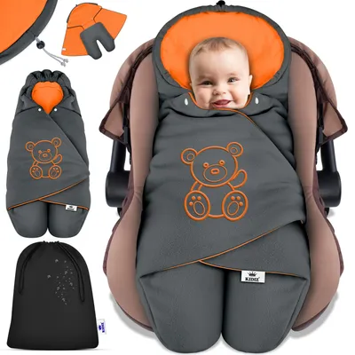 Immagine prodotto di KIDIZ® Coperta avvolgente per neonati, sacco termico universale compatibile con seggiolini auto (Maxi-Cosi, Römer), passeggini, carrozzine e auto, ideale per l'inverno e l'autunno. Dotato di cappuccio e tasca. Isola dal vento, dall'umidità e dal freddo