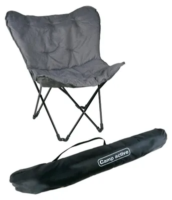 Produktbild von Camp active Schmetterlingsstuhl Klappbar 70 x 60 x 90 cm - Campingstuhl mit Tragetasche - Faltbarer Campingstuhl mit Komfortabler Sitzfläche - Outdoor Stuhl bis 120kg - Grau