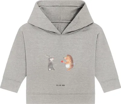 Produktbild von Mr. & Mrs. Panda Organic Baby Hoodie Hase Igel 24. - 36. Monat - Heather Grey - Geschenk, Trösten, Liebe Spruch, Lustige Sprüche, und, Kapuzensweatshirt, Kapuzenshirt