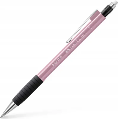 A pink mechanical pencil with a black grip and silver accents, shown against a white background.
