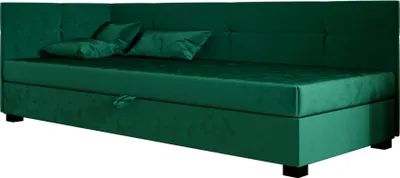 Obrázek produktu pro AURA SOFA Postel s pružinovým roštem  DYLAN PLUS 90x195 Kompletní sada s matrací Bonell, čalouněná postel s úložným prostorem – zelená, MONOLITH 37