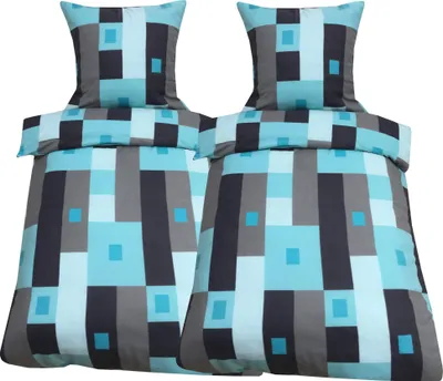 Two sets of bedding with a geometric pattern.