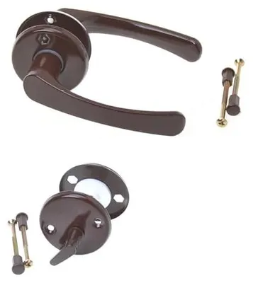 Produktbild von Aqbau® Rosettengarnitur Türgriff Set Türdrücker Drückergarnitur Türbeschlag Türklinke Braun (WC - Badezimmer)