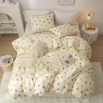 Imagen del producto de Juego de cama para niñas, diseño de fresas amarillas, de 3 piezas