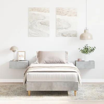 Produktbild von Bettgestell 90x200 cm Betongrau Holzwerkstoff, Klassische Betten DesignMöbel Neu