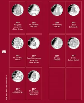 Produktbild von SAFE 7344-1 Münzblatt mit Vordruck für 20 Euro-Münzen 2016/2017