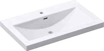 Immagine prodotto di doporro Lavabo ad Incasso Soprapiano Lavabo Bagno da Appoggio Rettangolare 76,5x48x13 cm Bianco Lucido, Lavandino in Marmoresina con Foro Rubinetto e Troppopieno Colossum01
