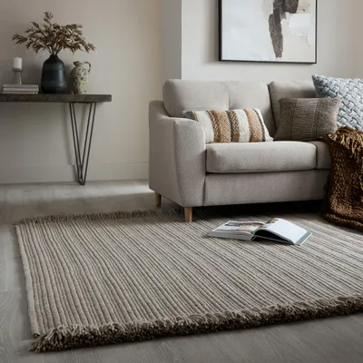 Produktbild von Teppich Kurzflor Farmhaus Unifarben, Wohnzimmer Grau Rechteckig 200x290 | 74% Wolle, 26% Polyester, ohne Rückenbeschichtung | Florhöhe: 0 cm