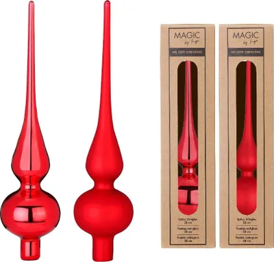 Produktbild von Christbaumspitze Glas 26cm 1 Stück matt / glanz sortiert - Merry Red