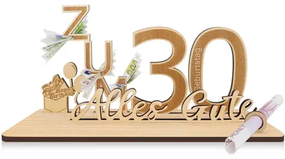 Produktbild von Geldgeschenke zum 30. Geburtstag | 25 x 13 x 12 cm | Geburtstagsgeschenke für Frauen und Männer | Dekorative Holzgeschenke, personalisierte Geldgeschenke | Geldgeschenke für Freunde, Familie und Angehörige – Gästebuch